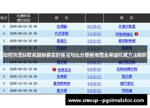 如何快速获取英超联赛实时赛况与比分更新指南全渠道权威方法解析